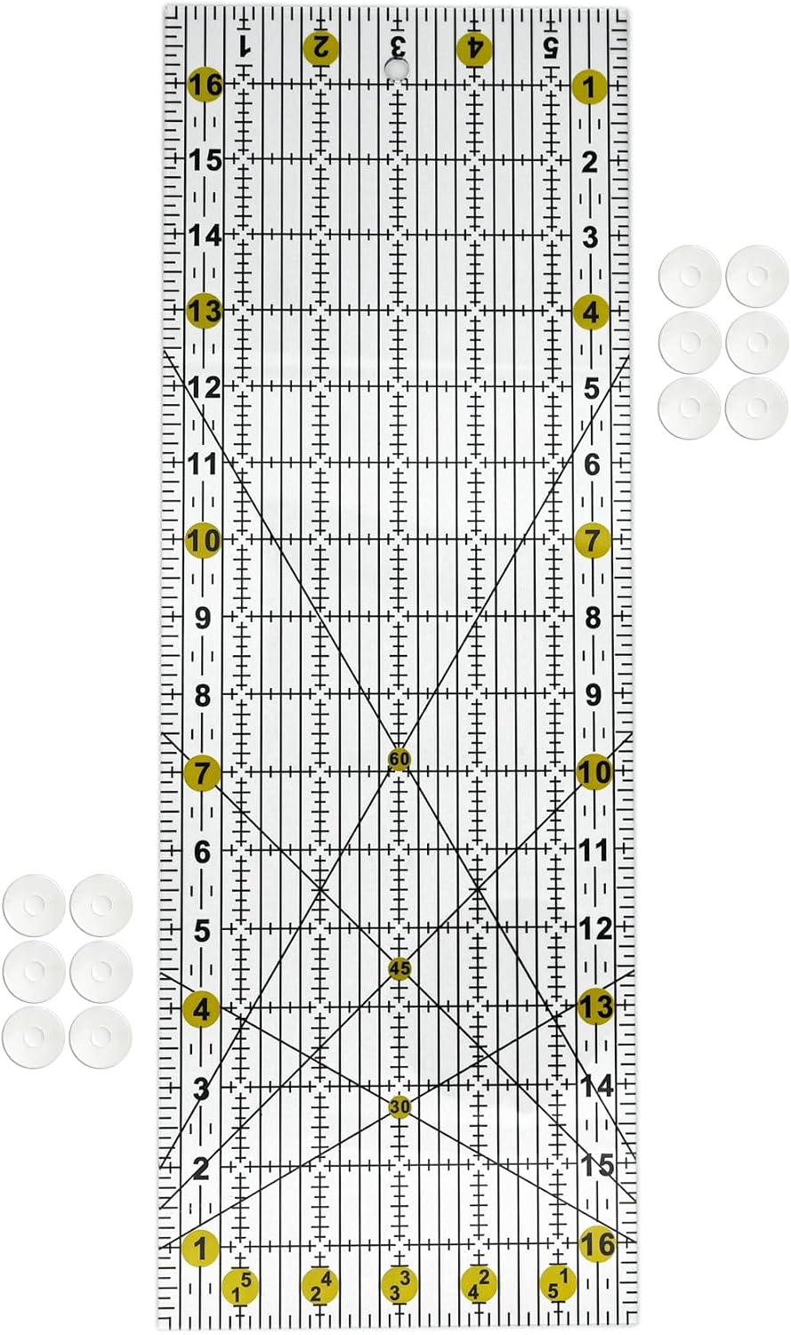 Quilting Ruler,Quilting Templates,Sewing Quilt Rulers,Acrylic Curved Corner Cutter,Precision Fabric Cutting Patchwork Tool for Quilting Sewing Craft DIY Projects,Yellow 6"x17"