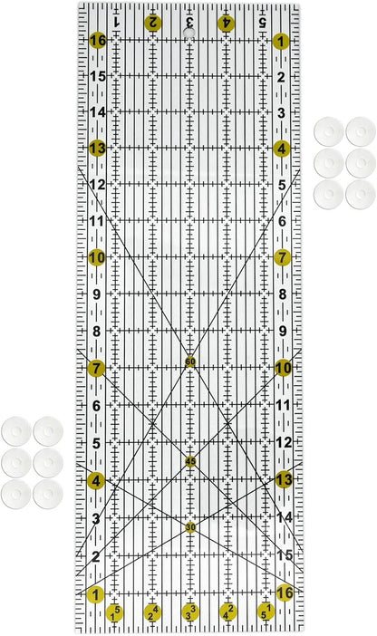 Quilting Ruler,Quilting Templates,Sewing Quilt Rulers,Acrylic Curved Corner Cutter,Precision Fabric Cutting Patchwork Tool for Quilting Sewing Craft DIY Projects,Yellow 6"x17"