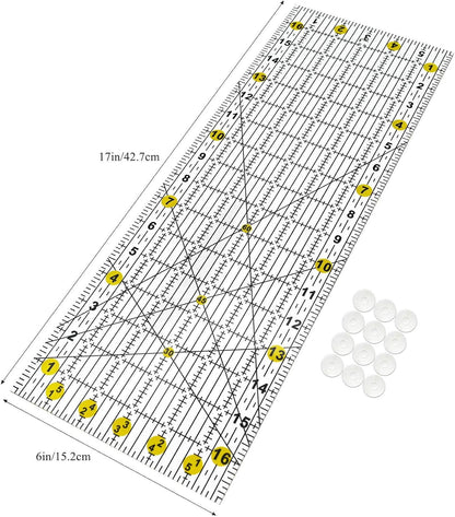 Quilting Ruler,Quilting Templates,Sewing Quilt Rulers,Acrylic Curved Corner Cutter,Precision Fabric Cutting Patchwork Tool for Quilting Sewing Craft DIY Projects,Yellow 6"x17"