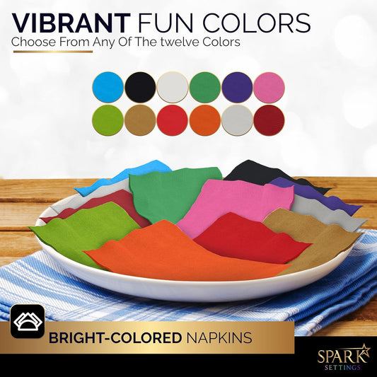100 Pack Yellow Beverage Napkins, Big Party Pack, 2 Ply, Ideal for Wedding, Party, Birthday, Dinner, Lunch, Cocktails. (5” x 5”) by Amcrate
