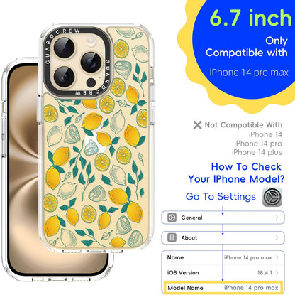 for iPhone 14 Pro Max Case, [Lemon] Cool Aesthetic Pattern for Women, [11FT Military-Grade Drop Tested] Slim Crystal Clear Shockproof TPU Bumper Phone Cover, 6.7"