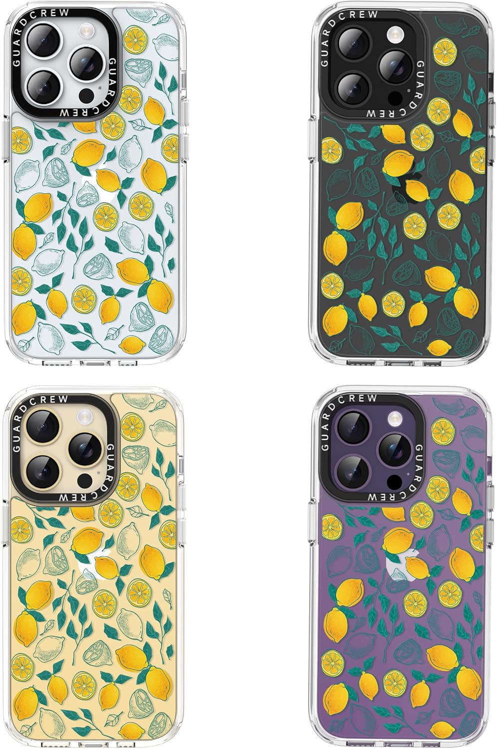 for iPhone 14 Pro Max Case, [Lemon] Cool Aesthetic Pattern for Women, [11FT Military-Grade Drop Tested] Slim Crystal Clear Shockproof TPU Bumper Phone Cover, 6.7"