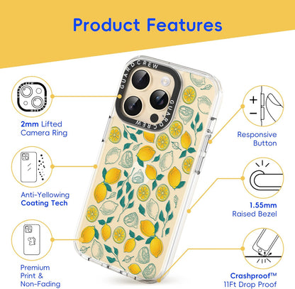 for iPhone 14 Pro Max Case, [Lemon] Cool Aesthetic Pattern for Women, [11FT Military-Grade Drop Tested] Slim Crystal Clear Shockproof TPU Bumper Phone Cover, 6.7"