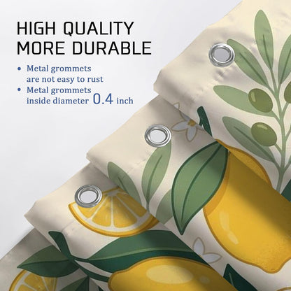 Lemon Shower Curtain Sets, Summer Tropical Lemon Leaves Summer Yellow Waterproof Fabric Bathroom Sets with Shower Curtain and Rugs for Bathtub Toile Guest Room Decor 72x72 Inch