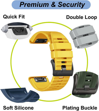 Watch Band for Garmin Fenix 6/Fenix 7/Fenix 8 (47mm)/Fenix 5/Fenix E (47MM), 22mm Silicone Watch Bands Quick Fit Strap for Garmin Smartwatch