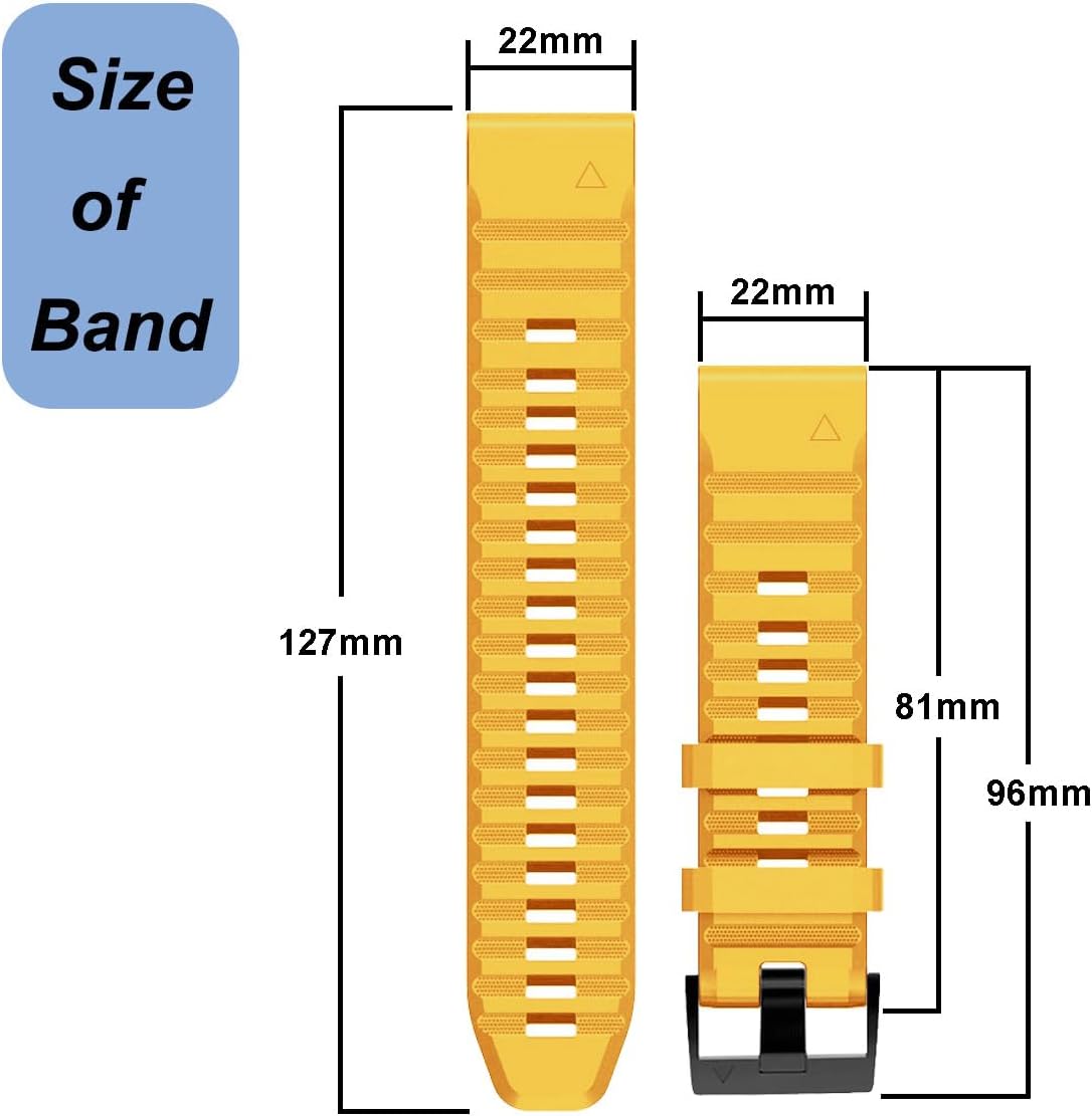 Watch Band for Garmin Fenix 6/Fenix 7/Fenix 8 (47mm)/Fenix 5/Fenix E (47MM), 22mm Silicone Watch Bands Quick Fit Strap for Garmin Smartwatch