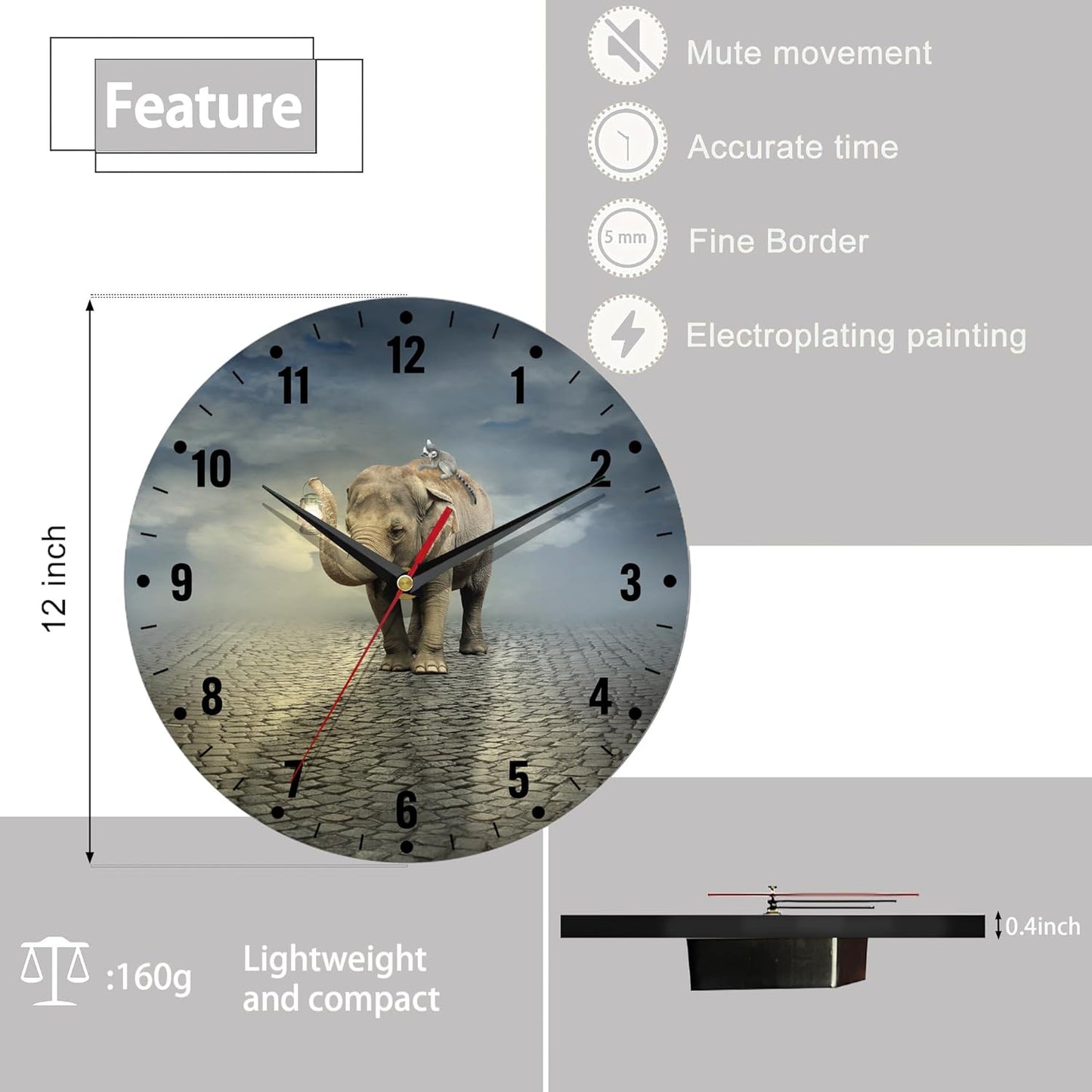 Wall Clocks,Lemon Yellow Fruits 10 Inch Wall Clock,Summer Small Battery Operated Wall Clocks Decorative for Kitchen/Living Room/Bedroom/Bathroom/Dining Room