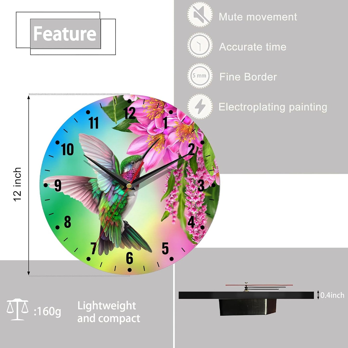 Wall Clocks,Lemon Yellow Fruits 10 Inch Wall Clock,Summer Small Battery Operated Wall Clocks Decorative for Kitchen/Living Room/Bedroom/Bathroom/Dining Room
