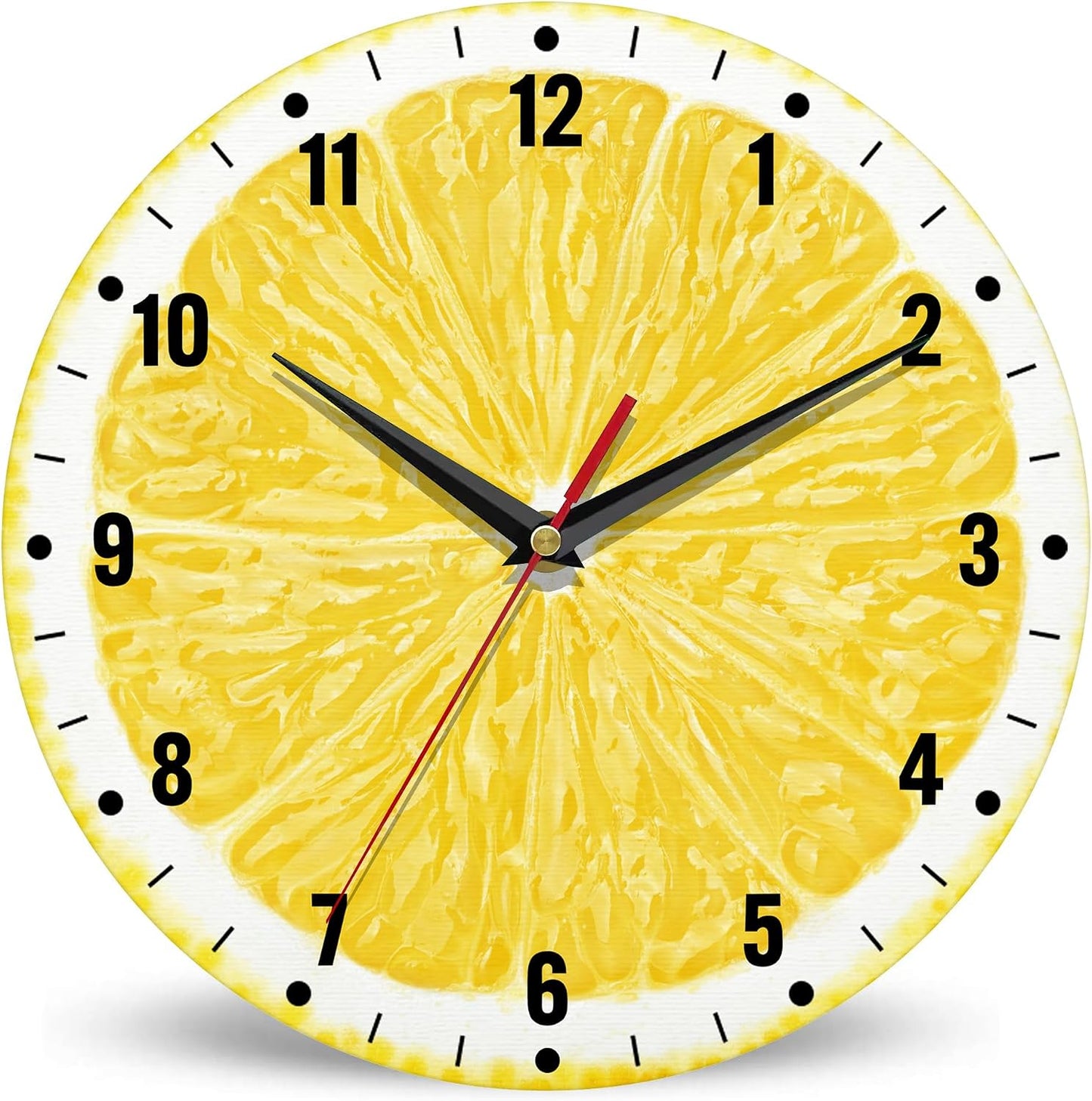 Wall Clocks,Lemon Yellow Fruits 10 Inch Wall Clock,Summer Small Battery Operated Wall Clocks Decorative for Kitchen/Living Room/Bedroom/Bathroom/Dining Room