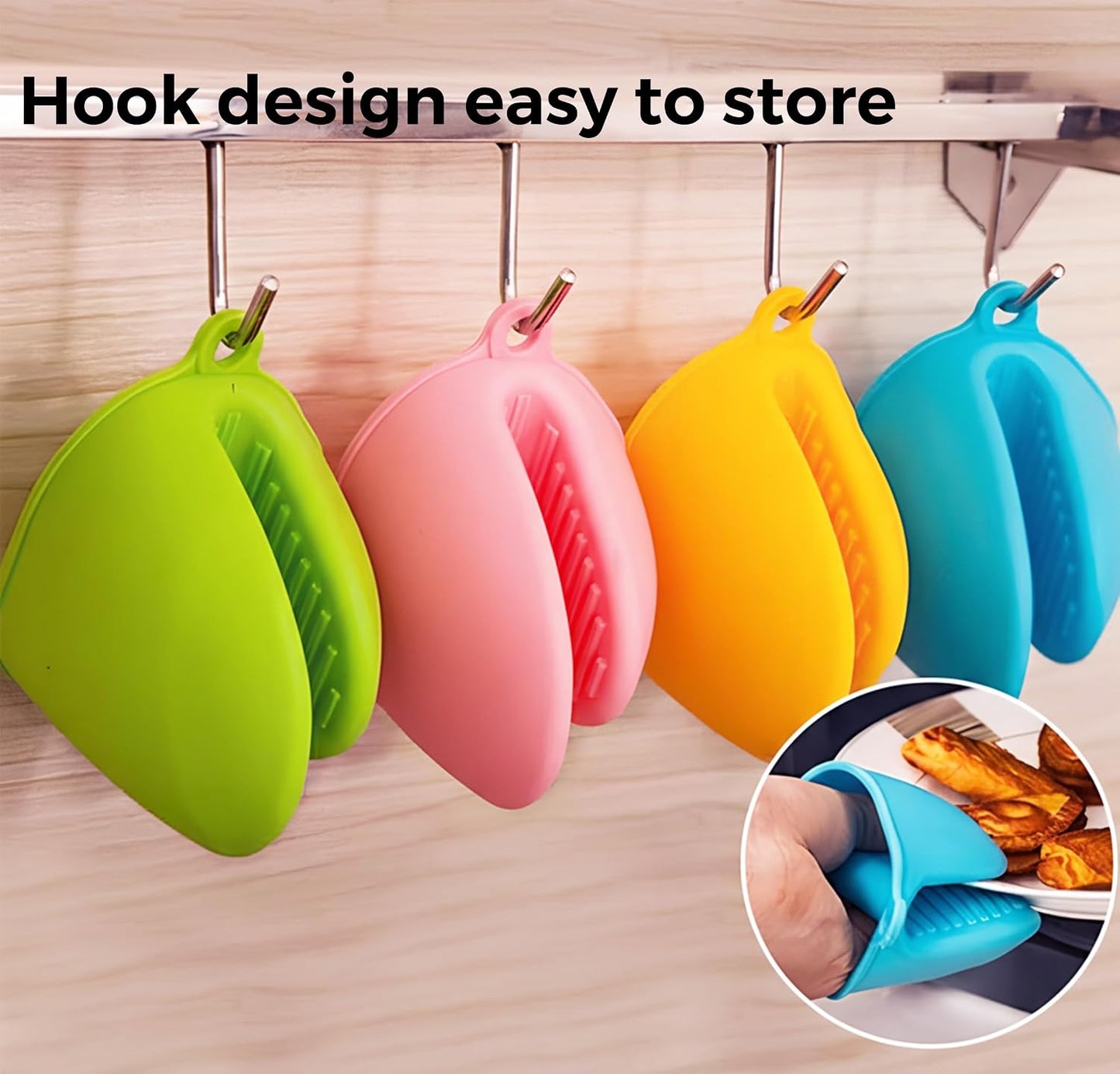 1 Pair Yellow,Mini Silicone Oven Gloves, Mini Finger Protector Pot Holder for Kitchen,Cooking,Baking,BBQHeat Resistant Gloves，can be Washed in the Dishwasher
