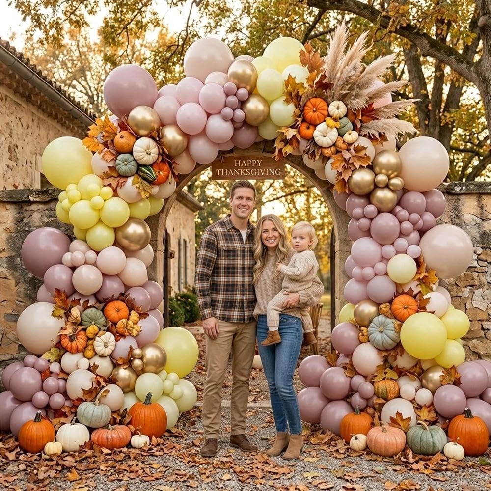 Dusty Pink Yellow Balloon Arch Double Stuffed Light Yellow Lemon Balloons | Mauve Blush Cream White Gold Balloon Garland Kit for Boho Baby Shower Bee Birthday Bridal Wedding Fall Party Decorations
