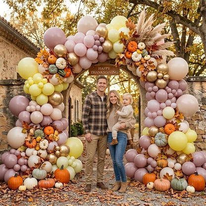 Dusty Pink Yellow Balloon Arch Double Stuffed Light Yellow Lemon Balloons | Mauve Blush Cream White Gold Balloon Garland Kit for Boho Baby Shower Bee Birthday Bridal Wedding Fall Party Decorations