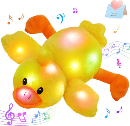 12" Musical Light Up Yellow Duck Stuffed Animal LED Glowing | Singing Soft Plush Lullaby Holiday Day Birthday Children Gifts Toddler Kids Toy Night