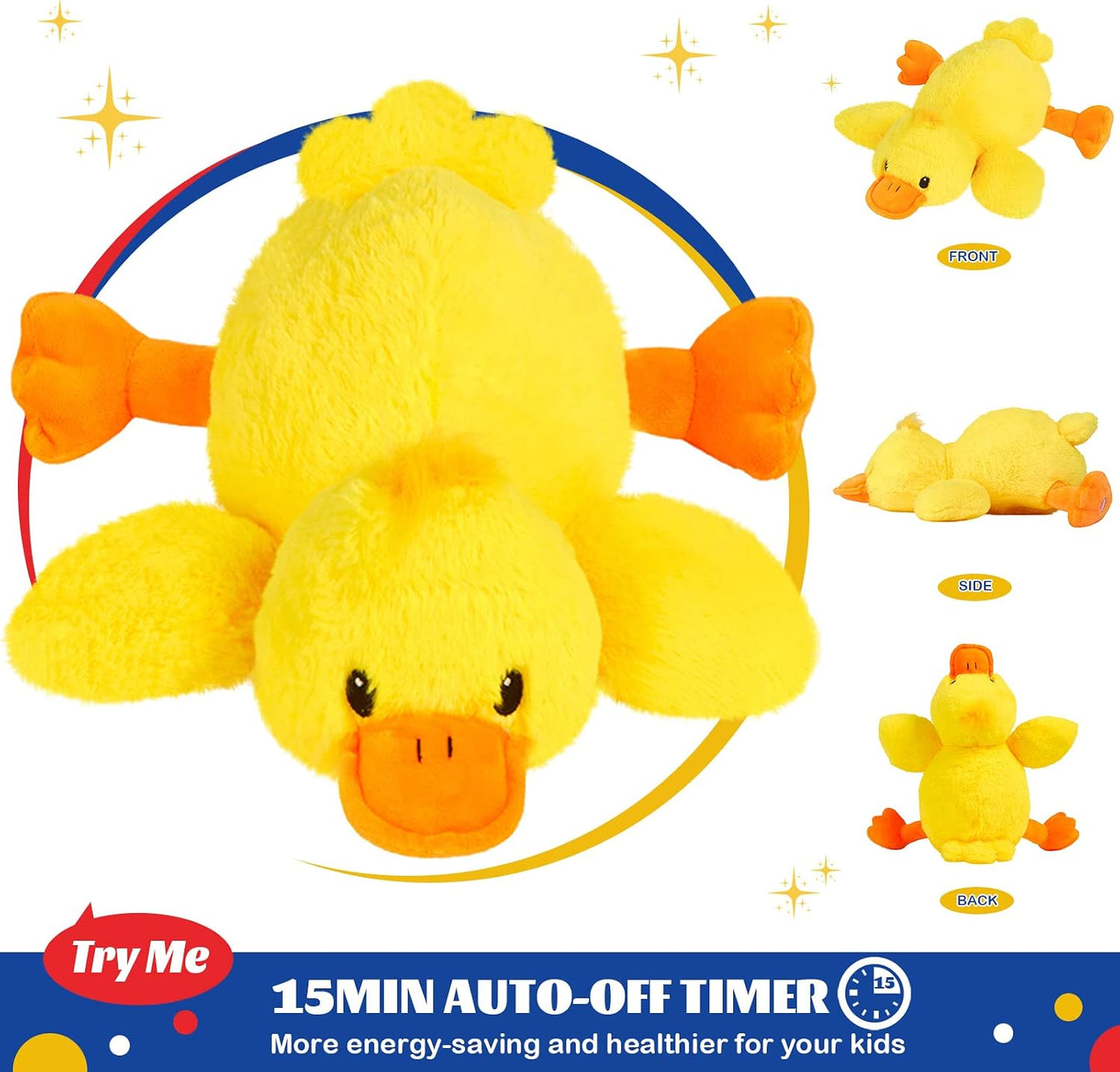 12" Musical Light Up Yellow Duck Stuffed Animal LED Glowing | Singing Soft Plush Lullaby Holiday Day Birthday Children Gifts Toddler Kids Toy Night
