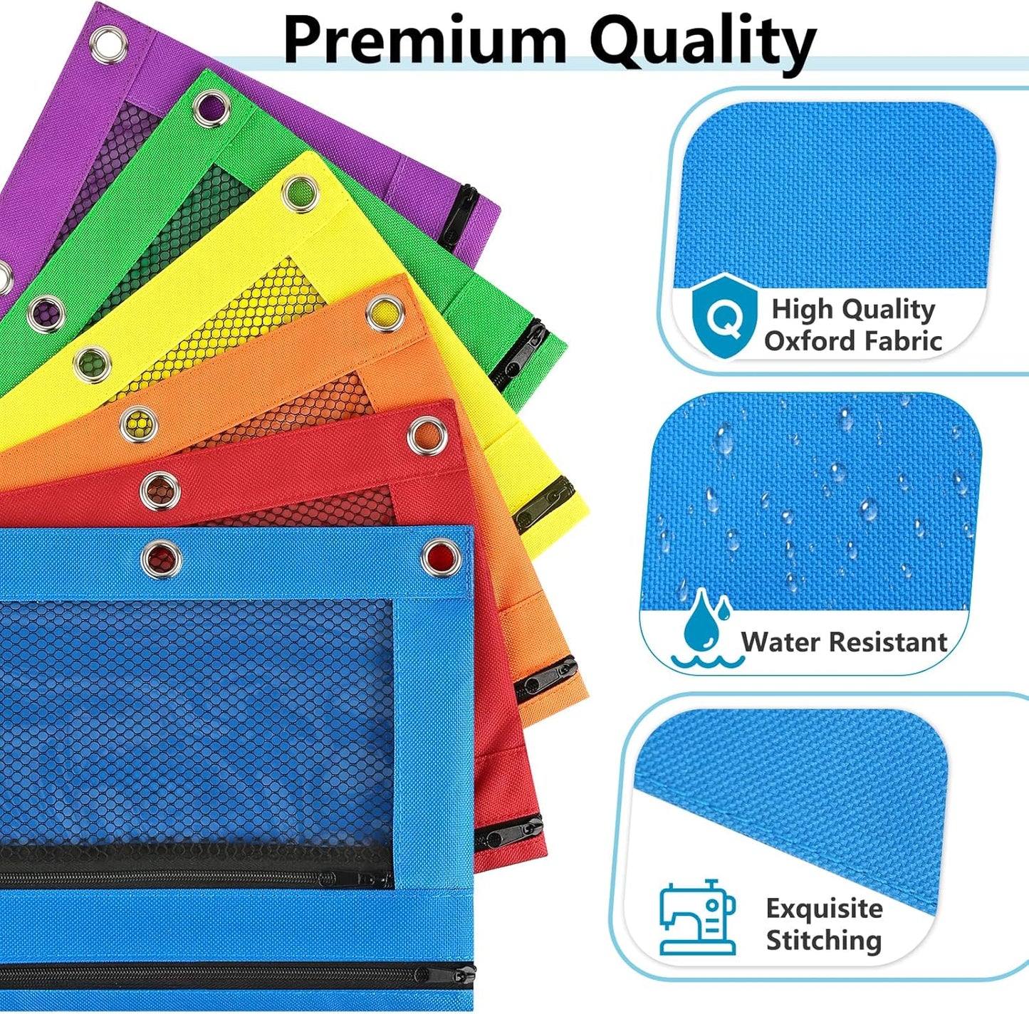 Adorable Zipper Pencil Pouch, Cute Zipper Pouch for 3-ring Binders, Sturdy Binder Pouch with Smooth Zippers, Perfect for Students & Back to School, Portable Pencil Bag, Yellow