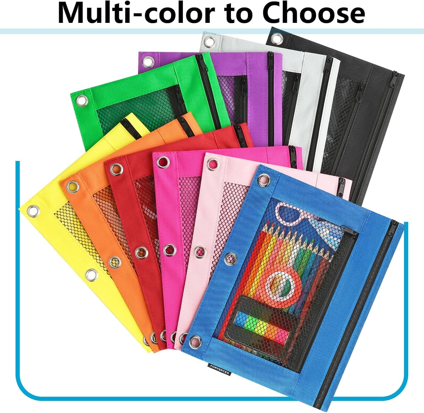 Adorable Zipper Pencil Pouch, Cute Zipper Pouch for 3-ring Binders, Sturdy Binder Pouch with Smooth Zippers, Perfect for Students & Back to School, Portable Pencil Bag, Yellow