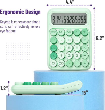 Mechanical Switch Calculator, 12 Digit Large LCD Display | Green with Big Buttons, Mechanical Switch Calculator for Home, School, Office