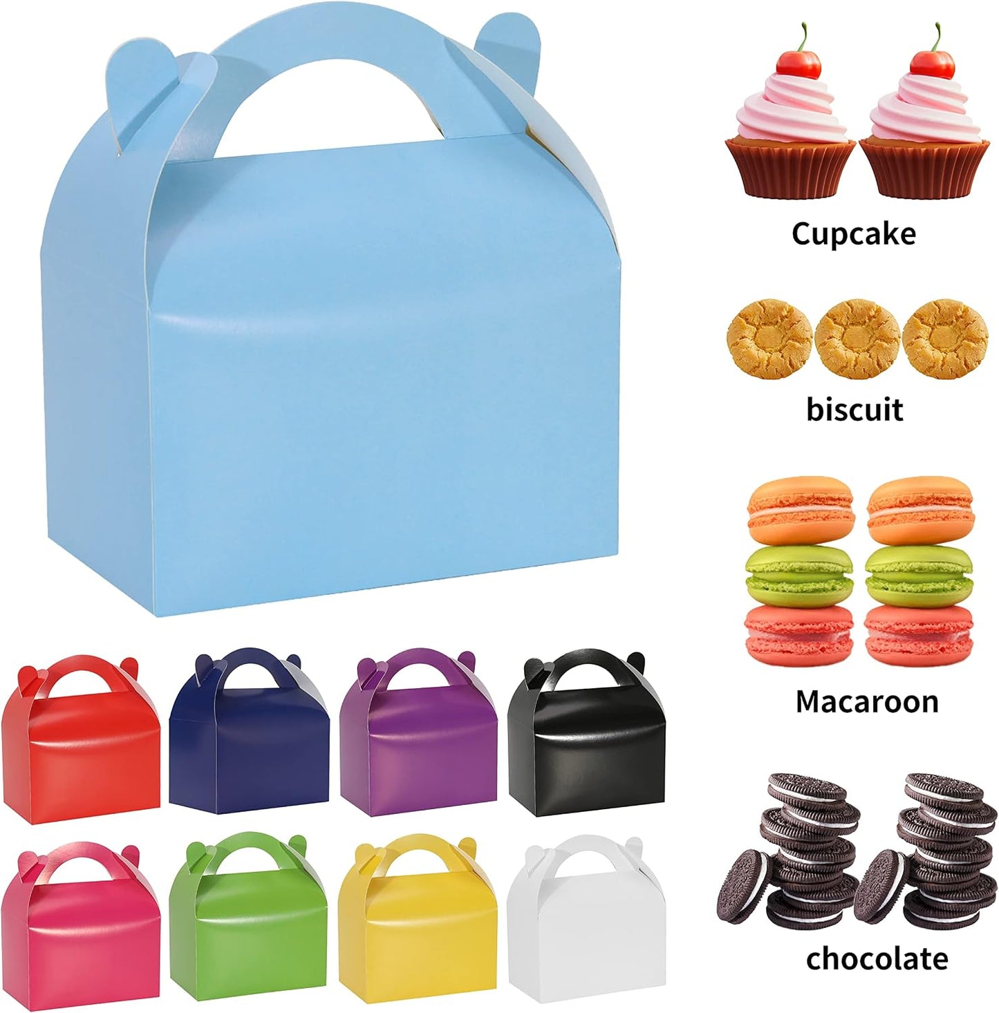 30 Pack Party Favor Treat Boxes,Goodie Boxes,Gable Paper Gift Boxes with Handles Perfect for Birthday Party,Wedding,Christmas,Baby Shower 6.5 x 4 x 4 Inches (Yellow)
