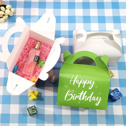 30 Pack Party Favor Treat Boxes,Goodie Boxes,Gable Paper Gift Boxes with Handles Perfect for Birthday Party,Wedding,Christmas,Baby Shower 6.5 x 4 x 4 Inches (Yellow)
