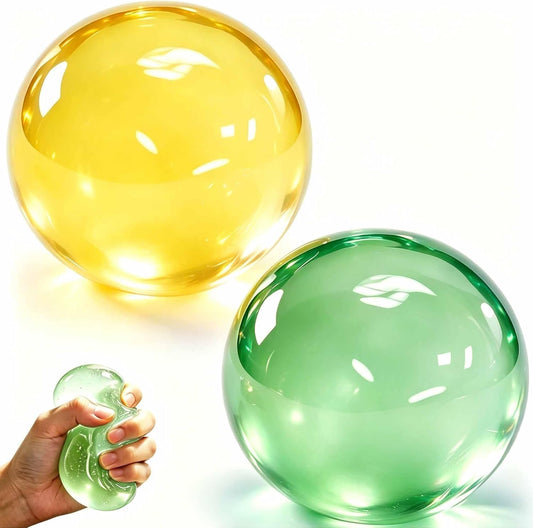 2Pcs Stress Ball, Squishies Coconut Stress Shapeable Ball | Non-Sticky Slow Rising Squeeze Balls, Desk Squishies for Relaxation and Focus (Green + Yellow)