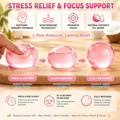 2Pcs Stress Ball, Squishies Coconut Stress Shapeable Ball | Non-Sticky Slow Rising Squeeze Balls, Desk Squishies for Relaxation and Focus (Green + Yellow)