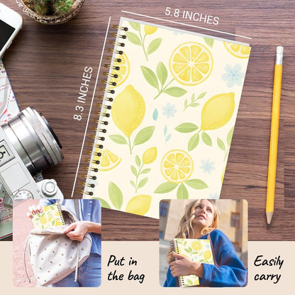 Lemons Women'S Spiral Diary, Beautiful Hardcover Lined Notebook, Suitable For Work And Note Taking, Beautiful And Cute Writing Diary,5.5x8.3 inches - A17