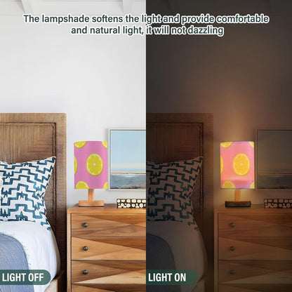 Bedside Table Lamp, Pink Yellow Lemon Slices Nightstand Lamp for Bedroom with USB Port, LED Desk Lamps for Living Room Dorm Reading