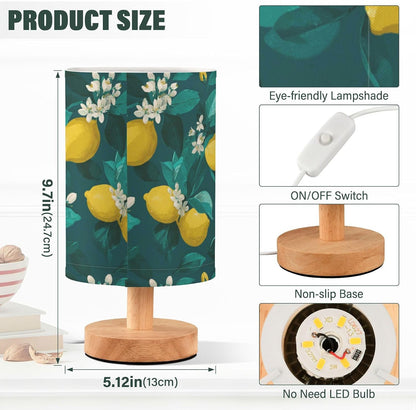 Bedside Table Lamp Lemon Yellow Citrus Fruits (97) Kids Nightstand Lamp Night Light Fabric Shade for Bedroom Living Room Home Office