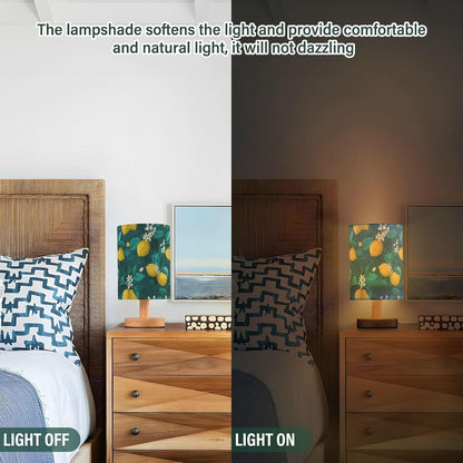 Bedside Table Lamp Lemon Yellow Citrus Fruits (97) Kids Nightstand Lamp Night Light Fabric Shade for Bedroom Living Room Home Office
