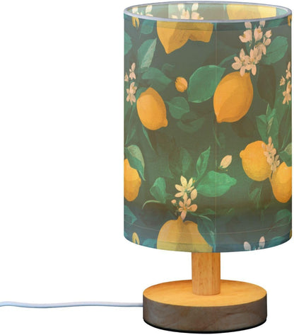 Bedside Table Lamp Lemon Yellow Citrus Fruits (97) Kids Nightstand Lamp Night Light Fabric Shade for Bedroom Living Room Home Office