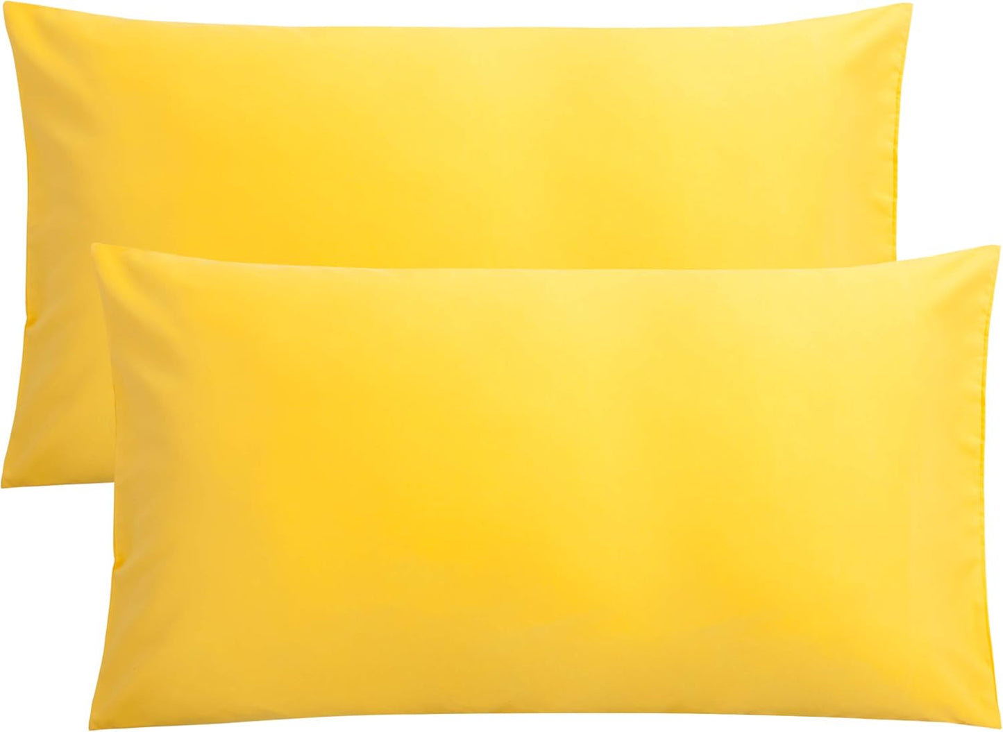King Pillow Cases Set of 2, Soft Microfiber Pillow Covers with Envelope Closure, Wrinkle, Fade and Stain Resistant Pillowcases, 20x36, Yellow