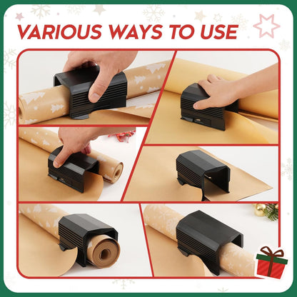 2PC Wrapping Paper Cutter Christmas Paper Roll Cutters Paper Cutter Slider Tool Set Christmas Gift Packing Wrapping Cutting Supplies for Crafting Birthday Gifts Wrap Rolls (2PC Black)