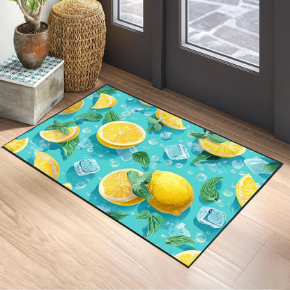 Lemon Area Rug 2x3 ft Entry Rug Washable Boho Rugs Non Slip Low Pile Floral Door Mat Small Carpet for Bedroom, Bedside, Kids Room, Office, Dining Room