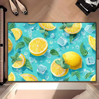 Lemon Area Rug 2x3 ft Entry Rug Washable Boho Rugs Non Slip Low Pile Floral Door Mat Small Carpet for Bedroom, Bedside, Kids Room, Office, Dining Room