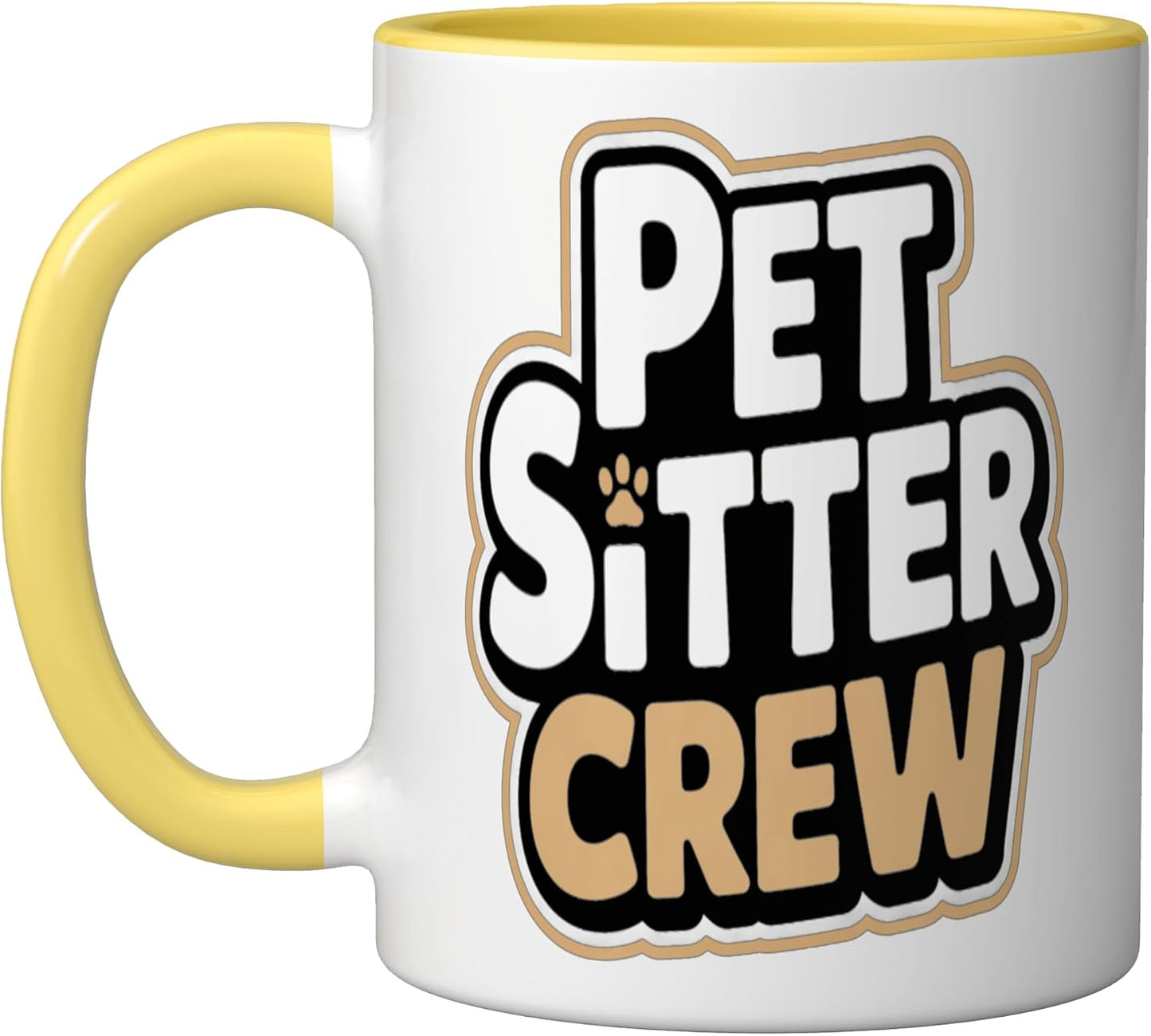 Pet Sitter Crew Pet Care Squad Ceramic Mug, Yellow/White