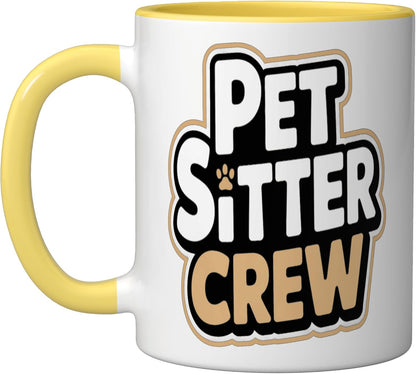 Pet Sitter Crew Pet Care Squad Ceramic Mug, Yellow/White