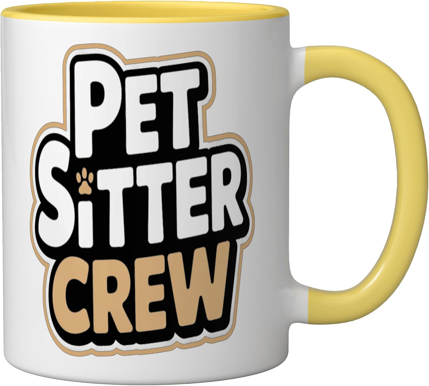 Pet Sitter Crew Pet Care Squad Ceramic Mug, Yellow/White