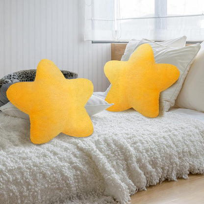 2 Pcs 15.7 Inch Yellow Star Pillow Decorative Throw Pillow Cute Plush Star Pillows Aesthetic 3D Throw Stuffed Cushion Decorative Room Decor for Bedroom Sofa Chair