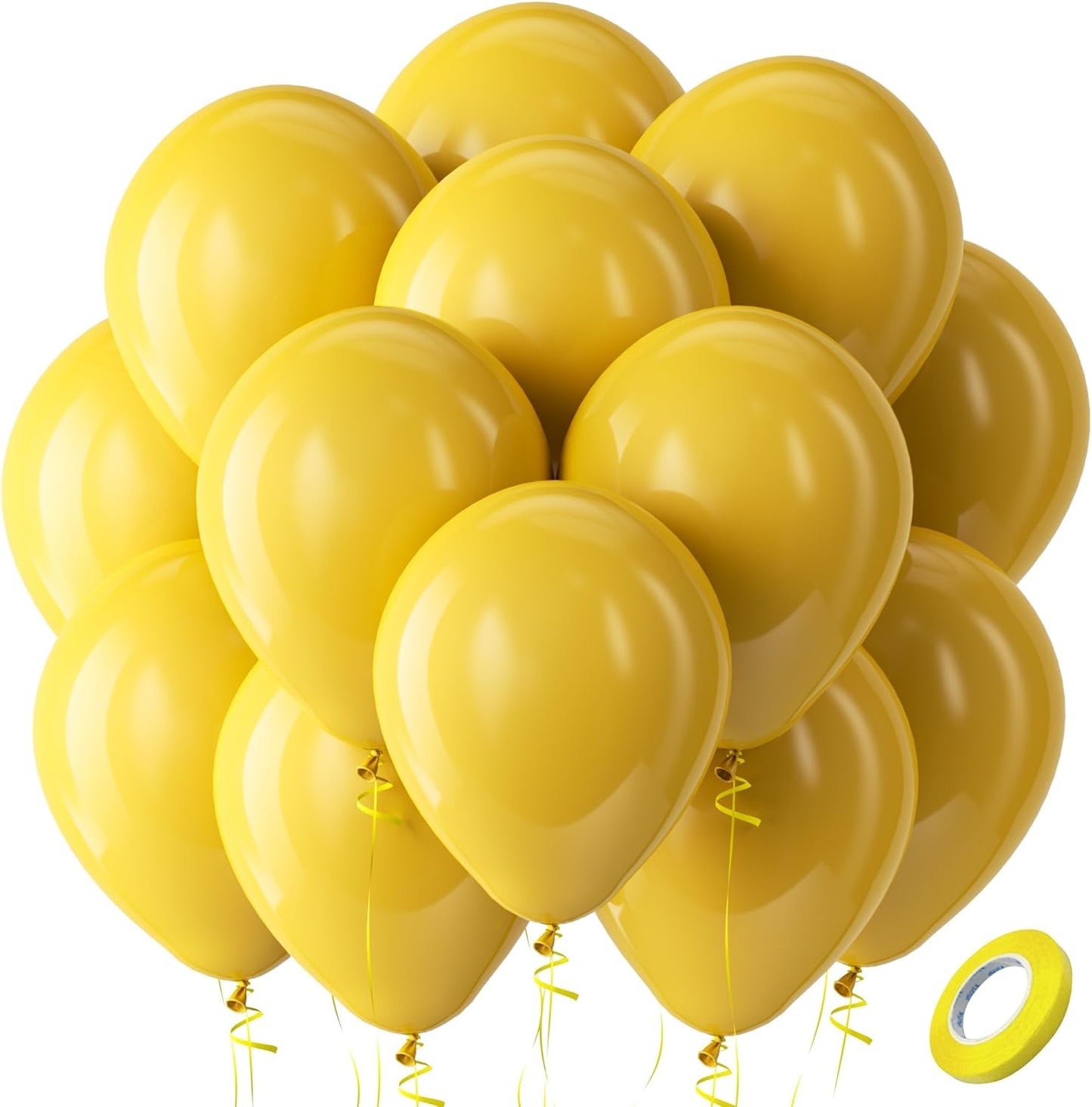 Mustard Yellow Latex Party Balloons 100 Pack 12 inch | Boho Fall Netural Balloons for Graduation Sunflower Thanksgiving Little Cutie Party Decorations