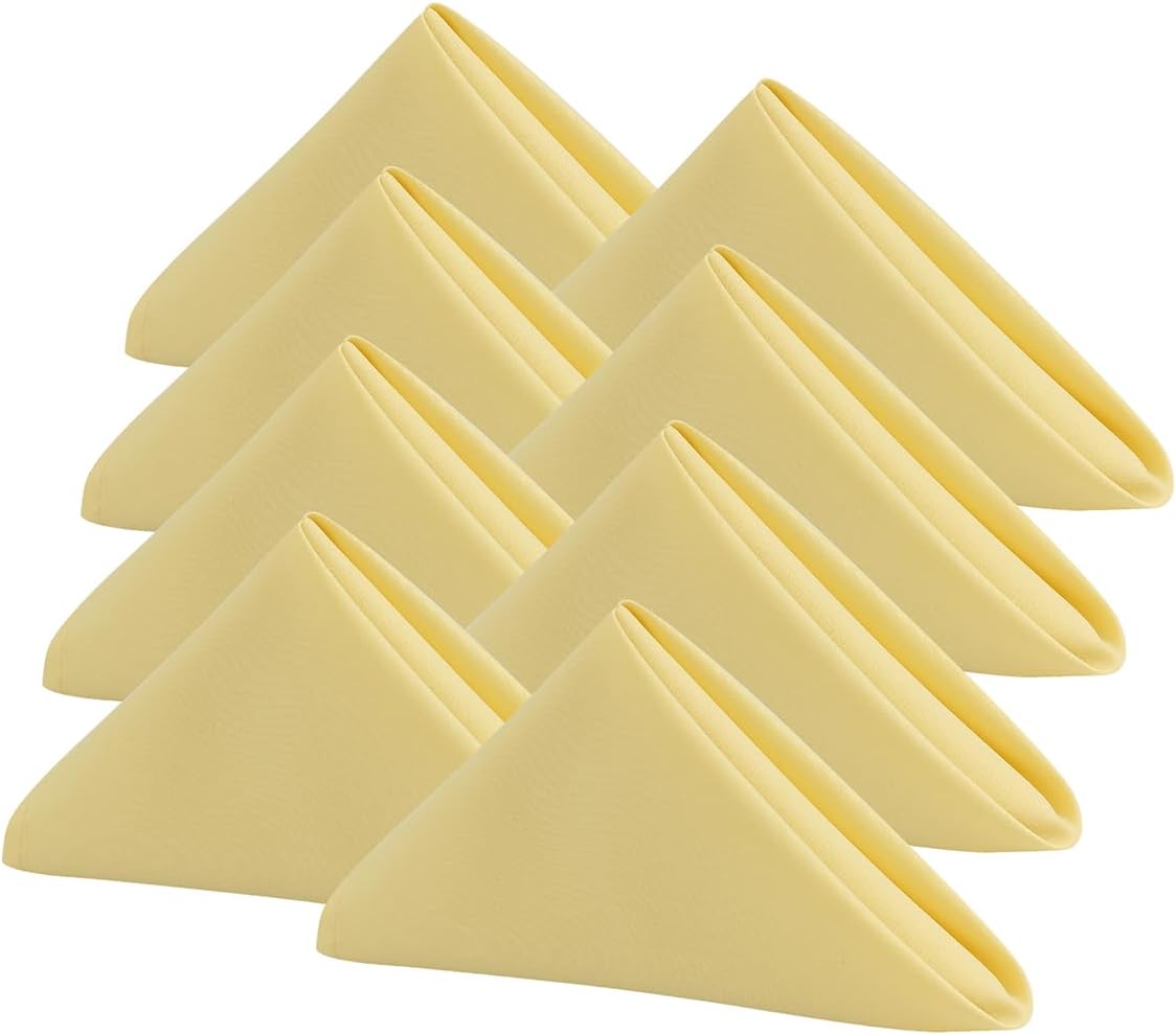 Pale Yellow Cloth Napkins,Soft, Washable(Yellow) | Set of 8,18x18 inch,Made of 100% Microfiber,fast absorb,portable