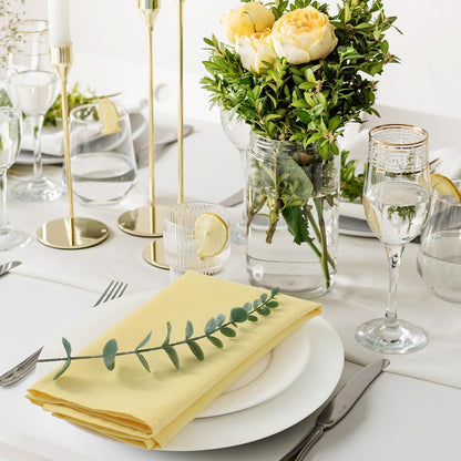 Pale Yellow Cloth Napkins,Soft, Washable(Yellow) | Set of 8,18x18 inch,Made of 100% Microfiber,fast absorb,portable