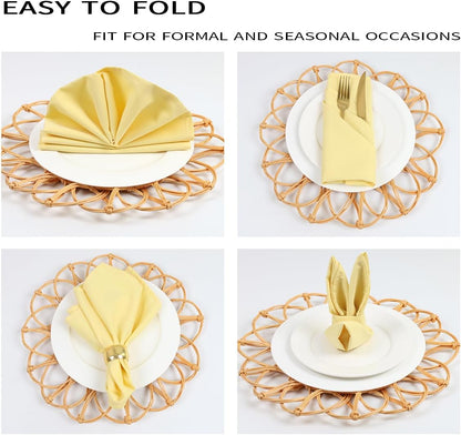 Pale Yellow Cloth Napkins,Soft, Washable(Yellow) | Set of 8,18x18 inch,Made of 100% Microfiber,fast absorb,portable