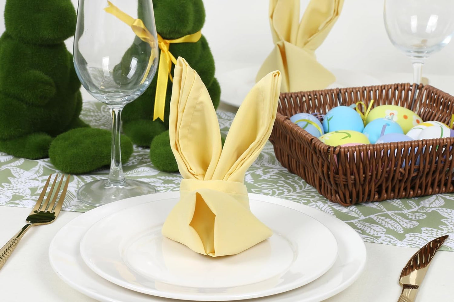 Pale Yellow Cloth Napkins,Soft, Washable(Yellow) | Set of 8,18x18 inch,Made of 100% Microfiber,fast absorb,portable