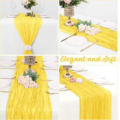 8 Pack Lemon Yellow Cheesecloth Table Runners 20x120 Inch Gauze Table Runner 10FT Easter Cheese Cloth Table Runner Rustic Sheer Runner for Wedding Baby Shower Birthday Party Table Decor