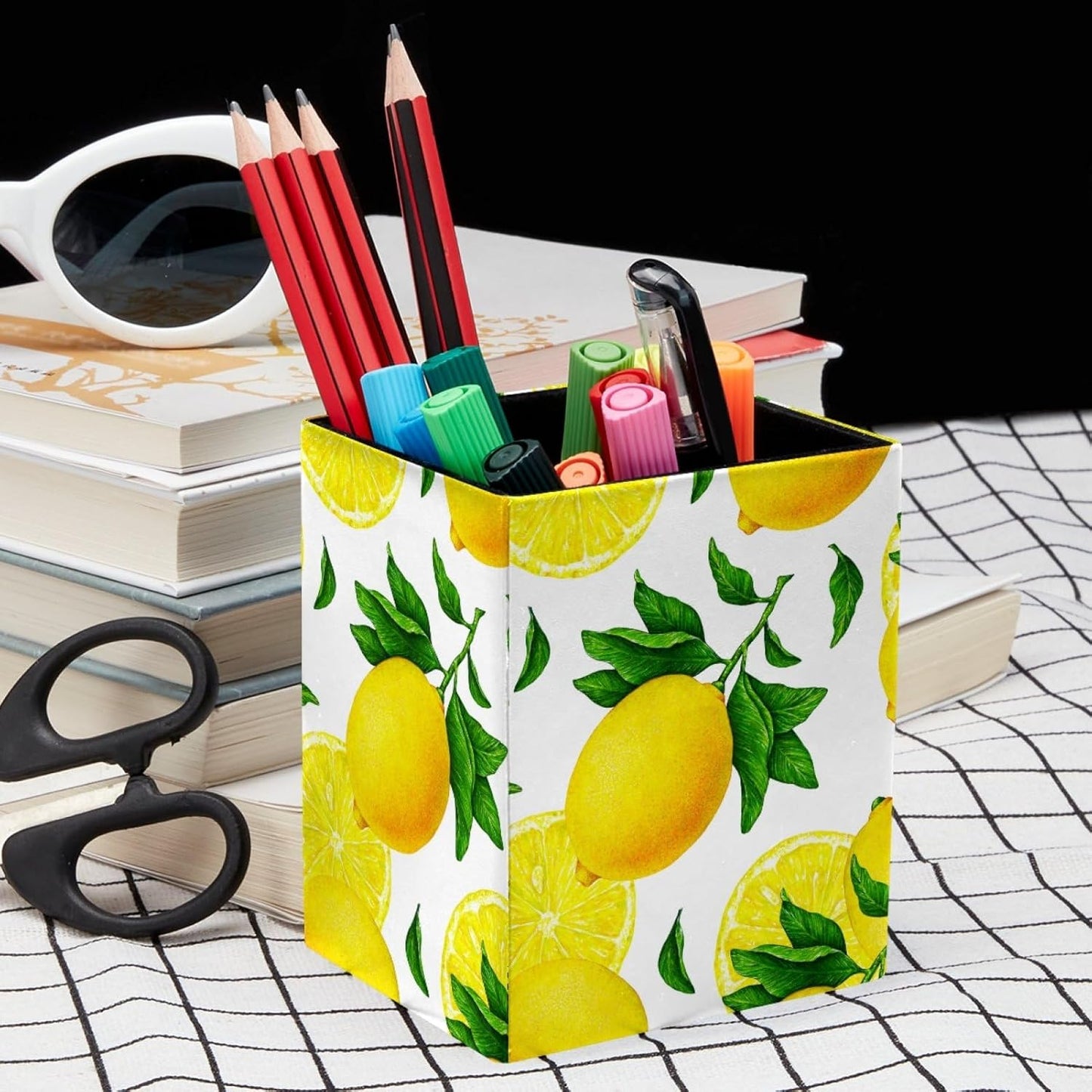 Pen Holder For Your Desk, Pencil Holder Organizes All Pens, Fruit Citrus Yellow Lemon Pen Cup For Your Office Decor