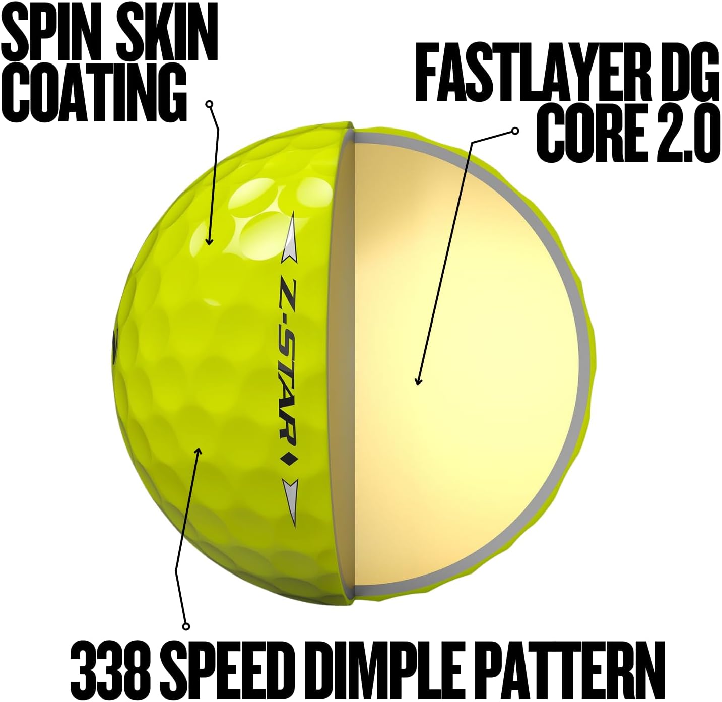 Z-Star Diamond Golf Balls, Diamond 3, Yellow