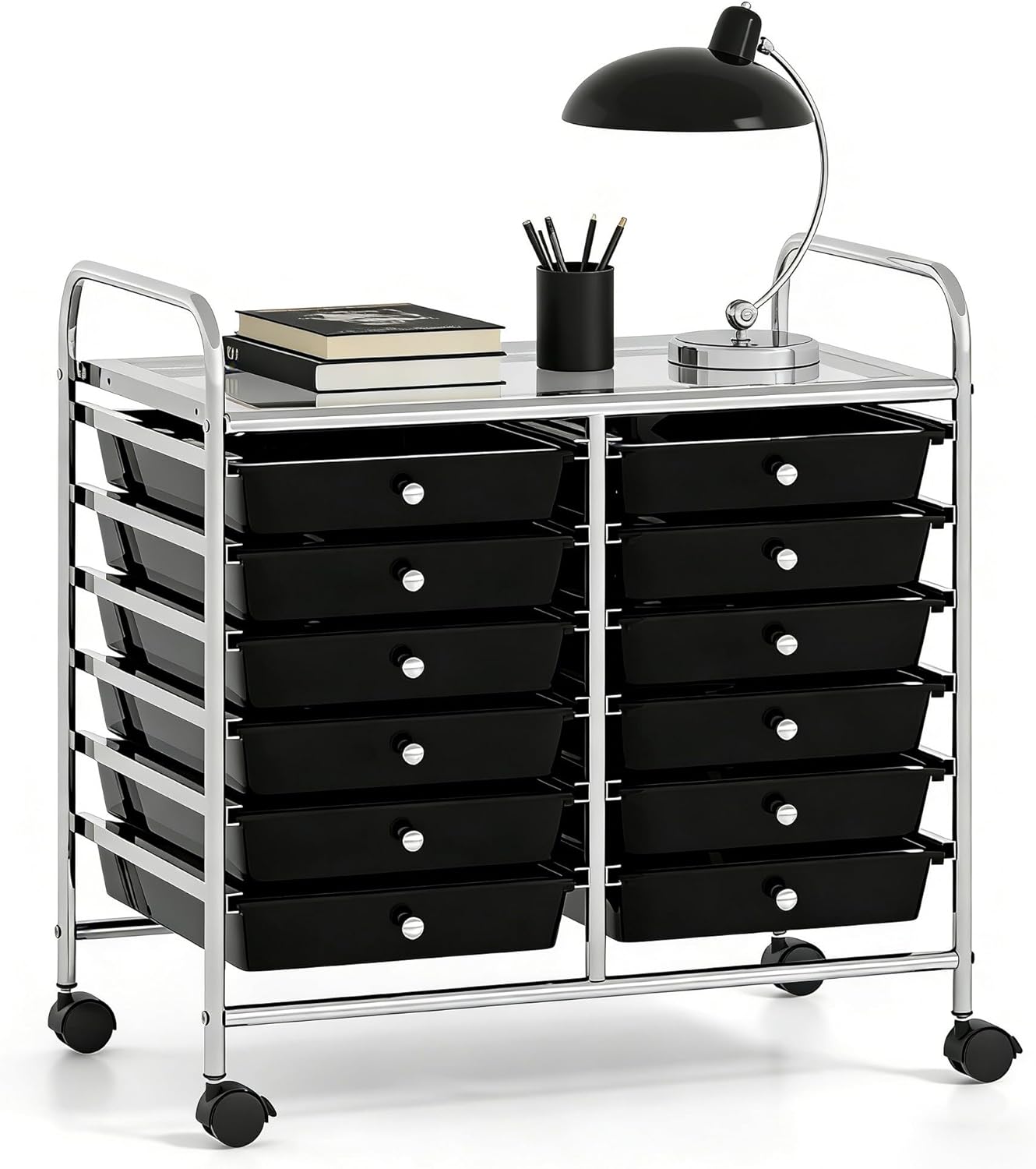 10-Drawer Rolling Storage Cart, Utility Mobile Trolley | Removable Drawers & Universal Casters & 2 Brakes, Versatile Flexible Drawer Organizer Cart for Home, Office (Yellow)