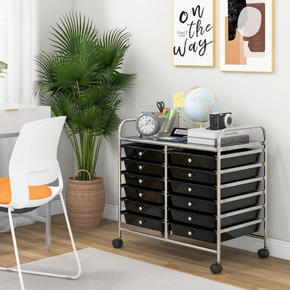10-Drawer Rolling Storage Cart, Utility Mobile Trolley | Removable Drawers & Universal Casters & 2 Brakes, Versatile Flexible Drawer Organizer Cart for Home, Office (Yellow)