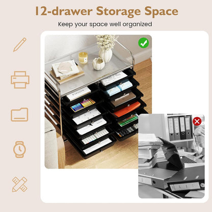 10-Drawer Rolling Storage Cart, Utility Mobile Trolley | Removable Drawers & Universal Casters & 2 Brakes, Versatile Flexible Drawer Organizer Cart for Home, Office (Yellow)