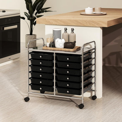 10-Drawer Rolling Storage Cart, Utility Mobile Trolley | Removable Drawers & Universal Casters & 2 Brakes, Versatile Flexible Drawer Organizer Cart for Home, Office (Yellow)